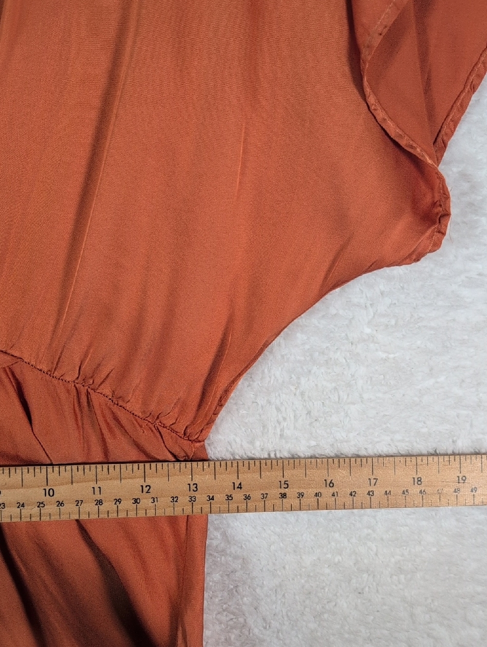 390- Young Fabulous And Broke Asymmetric Dress in‎ Burnt Orange Elastic Waist B. - Picture 5 of 6